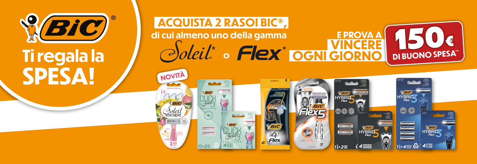 Immagine desktop: Bic ti regala la spesa, acquista 2 rasoi Bic di cui almeno uno della gamma Soleil o Flex, e prova a vincere ogni giorno un buono spesa da 150€