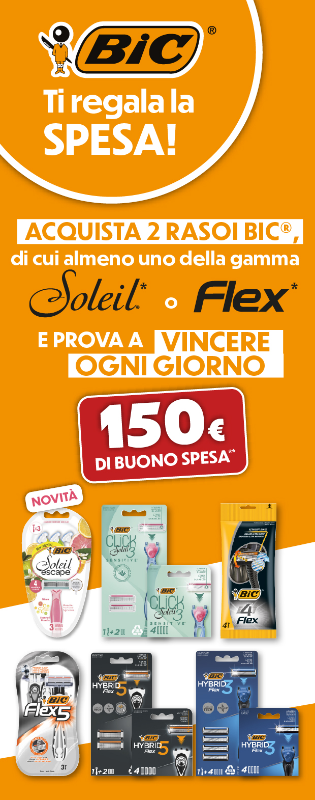 Immagine smartphone: Bic ti regala la spesa, acquista 2 rasoi Bic di cui almeno uno della gamma Soleil o Flex, e prova a vincere ogni giorno un buono spesa da 150€